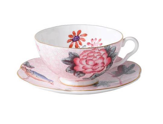 Cuckoo Bird Pink Cup & Saucer